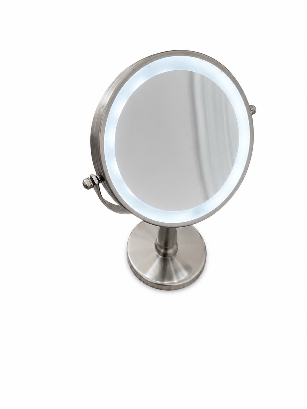 Silver LED Lighted Vanity Mirror - Adjustable Home Bath Mirror